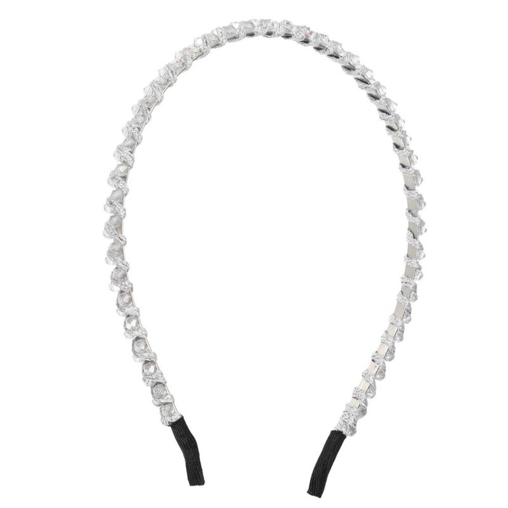 Rhinestone Hair Hoop Headband Hairband White 0.24 Inch Wide